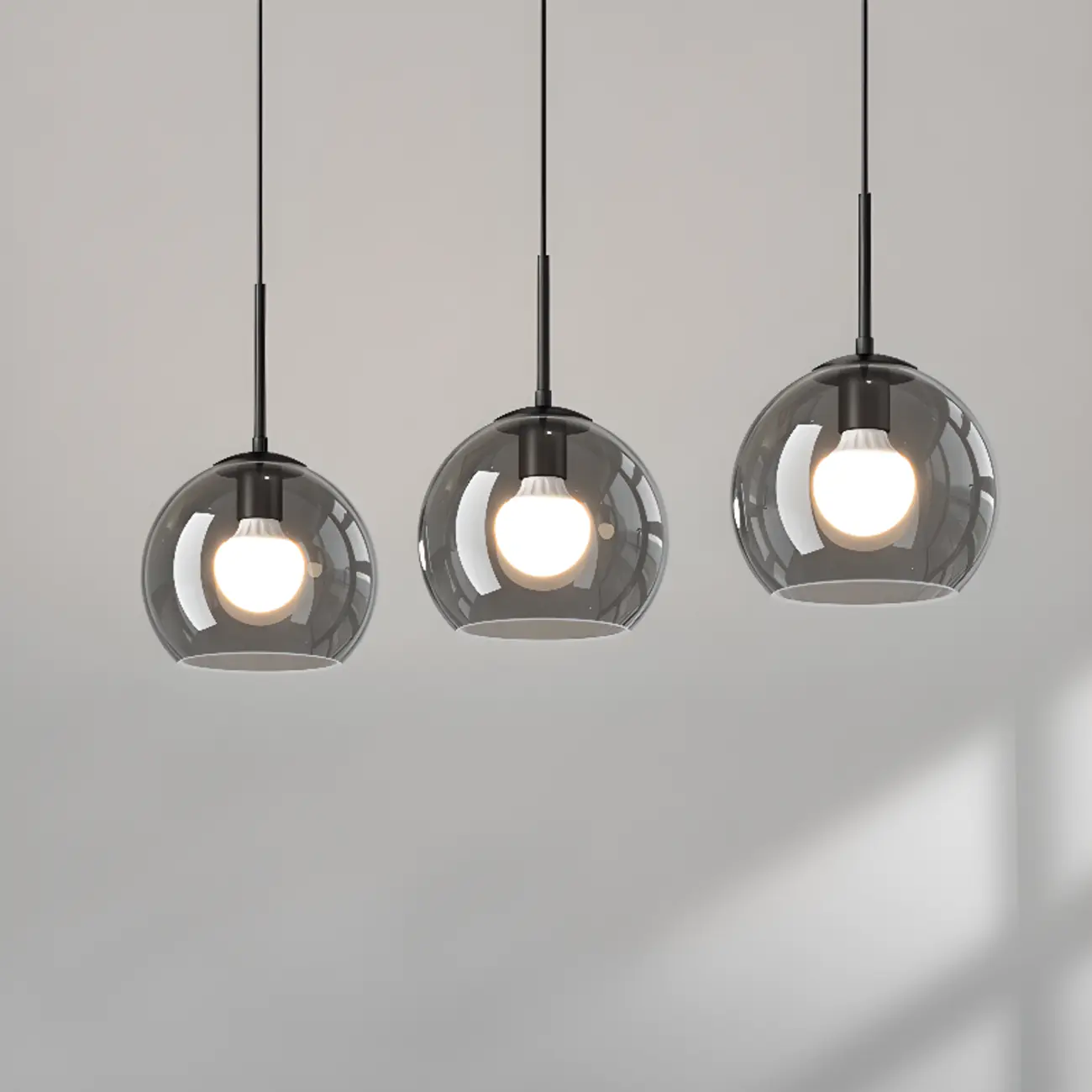 Modern 3-Light Glass Kitchen Pendant Light Adjustable Height