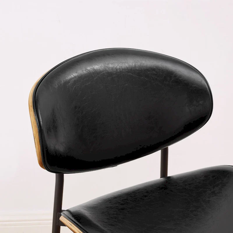 Set of 4 Mid-century Wood and Faux Leather Dining Chairs