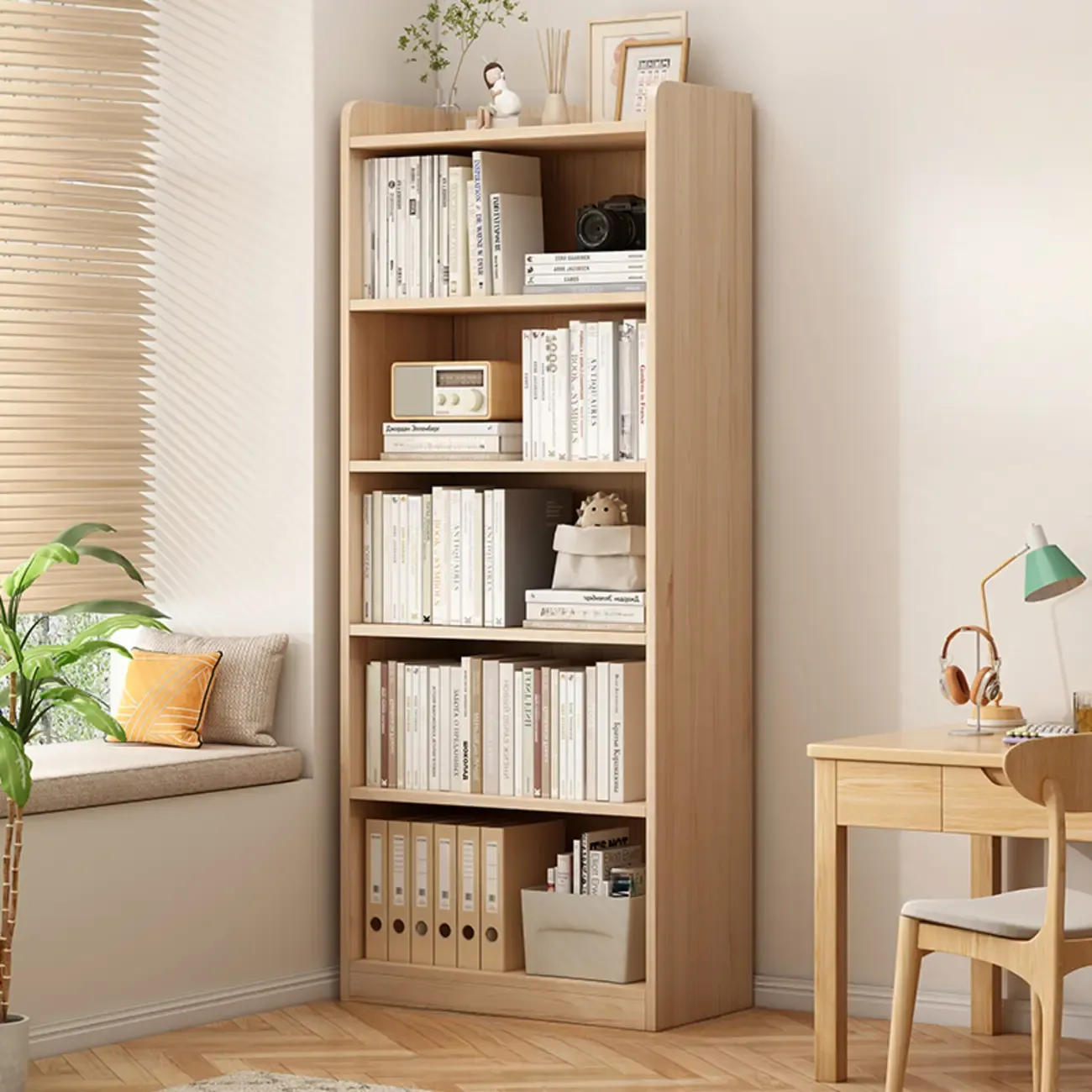 Natural Pine Vertical 6-Tier Barrister Closed Back Bookcase