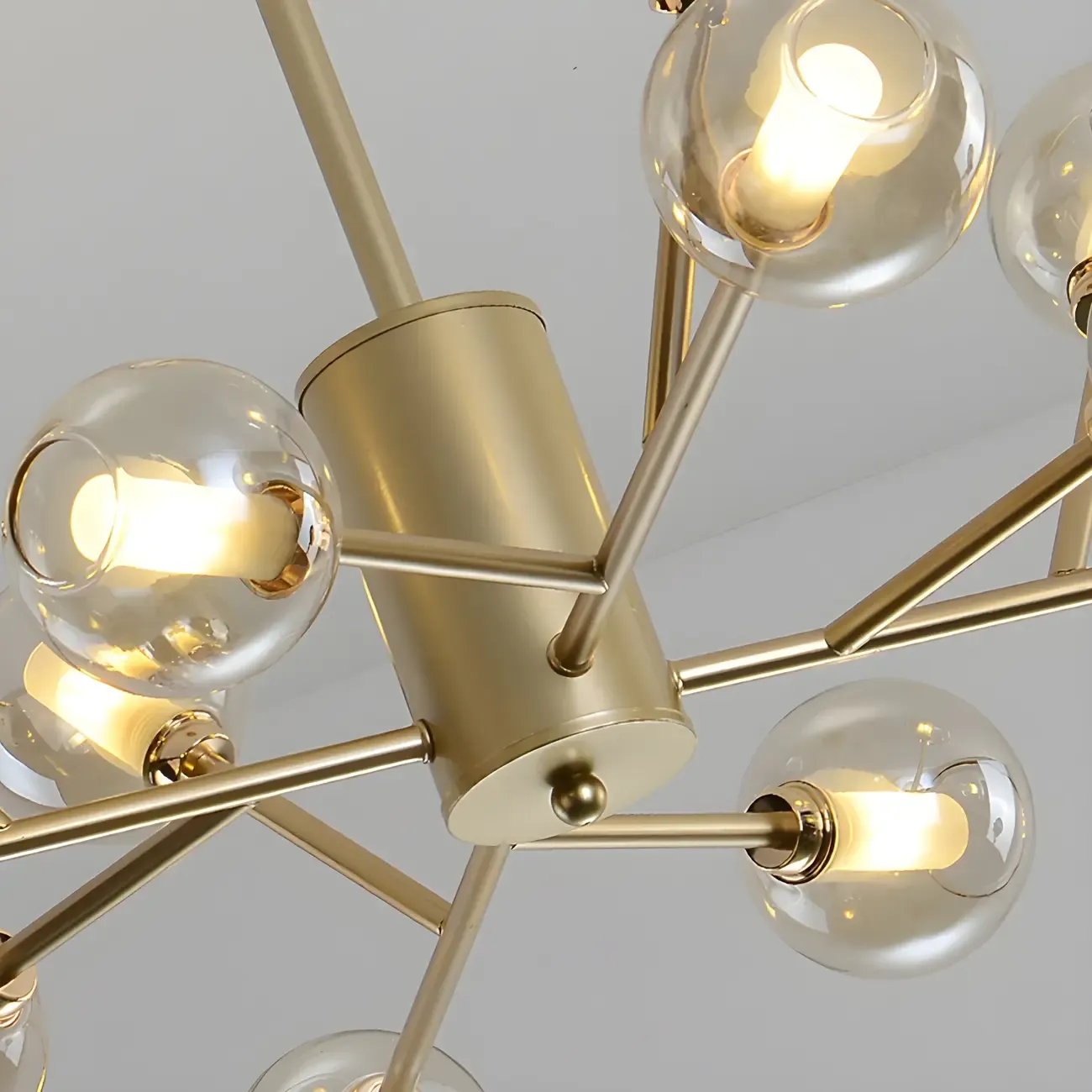 Modern Gold Metal Glass Globe Sputnik Chandelier