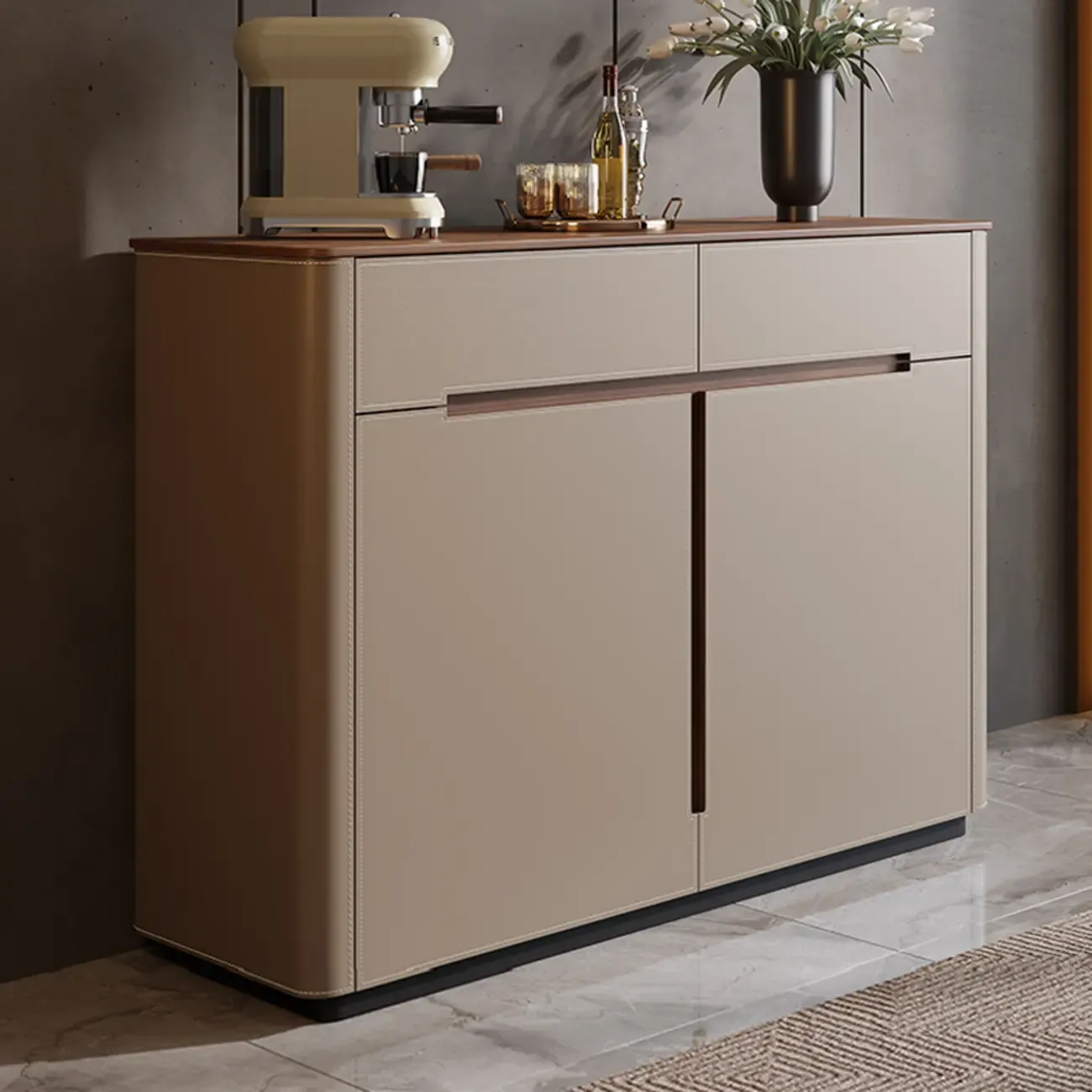 Trendy Wood Tan Entryway Shoe Cabinet with Drawers