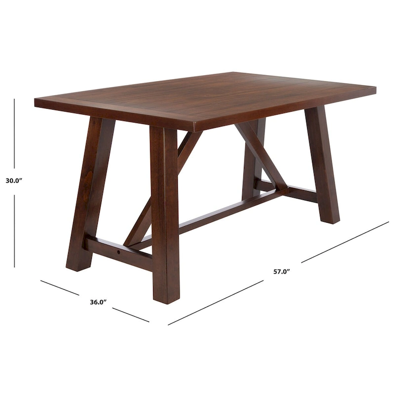 SAFAVIEH Laverna Brown Rectangle Dining Table - 57 W x 36 L x 30 H - 57Wx36Dx30H