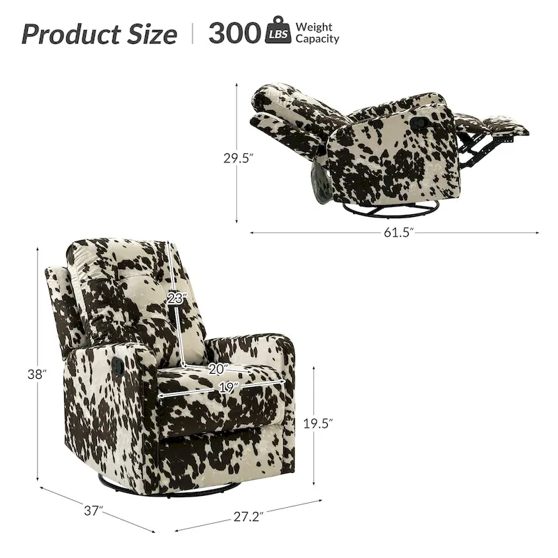 Manual Swivel Recliner with Tufted Back Set of 2