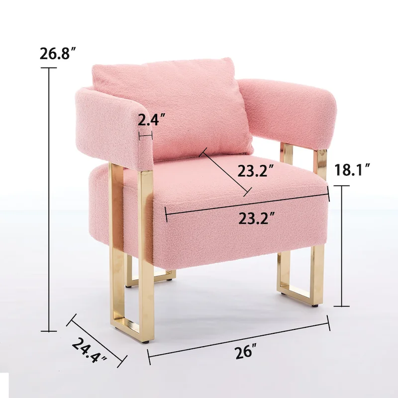 Pink 24.41 Upholstered Accent Chair with Gold Legs (Set of 2)