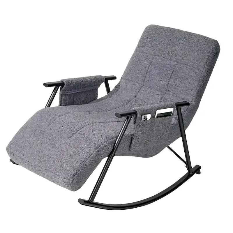 Adjustable Rocking Chair, Nursery Glider Chair with Adjustable High Back and Foot Rest