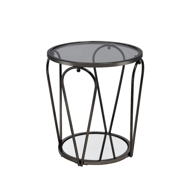 Gable Glam 2-Piece Glass Top Coffee Table Set with Shelf by Furniture of America