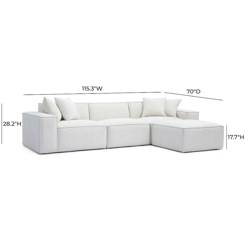 Mindy Chenille Basketweave Modular Sectional - 115.3W x 70D x 28.2H