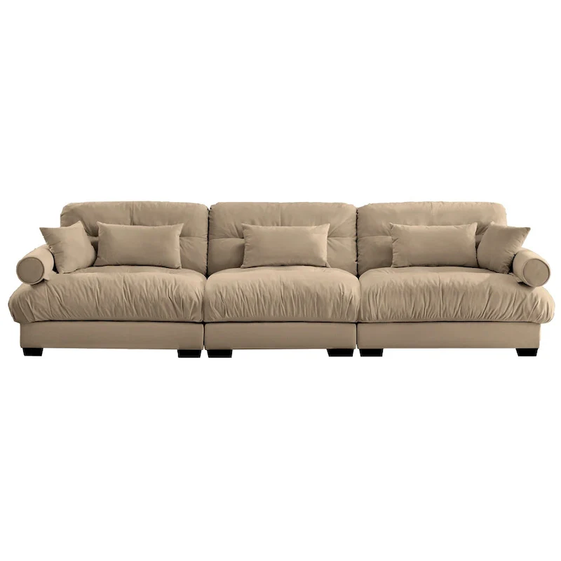 Modular Sectional Sofa - Velvet, 5-Seat, Cloud Cushion, Bolster Armrests, 130W, Configurable