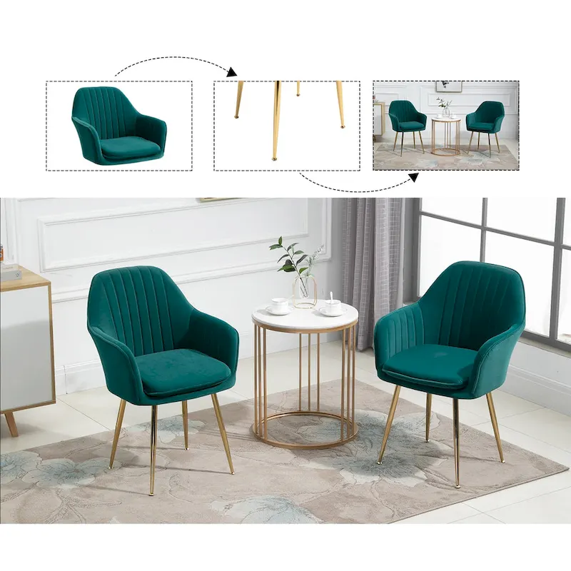 AVAWING Accent Arm Chairs Set of 2 Upholstered Velvet Dining Chairs