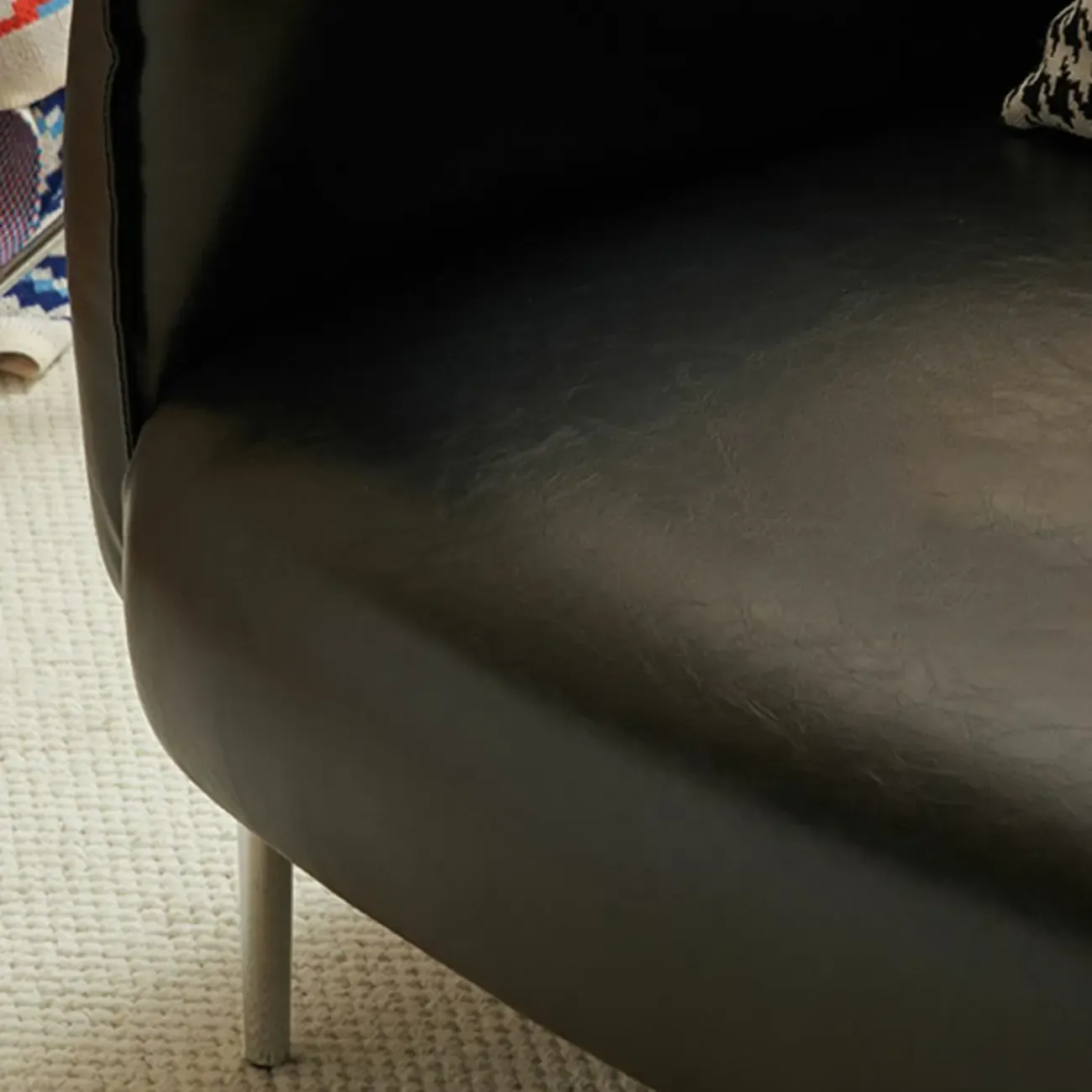 Modern Black Leather Lounge Chair Living Room