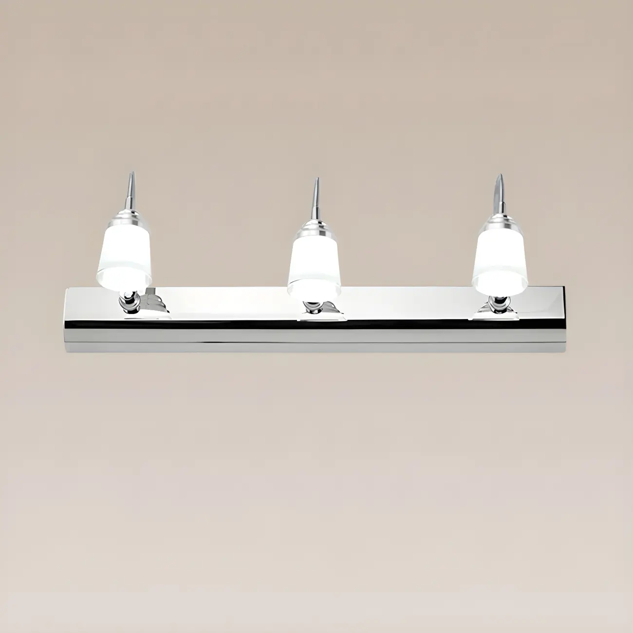 Modern Chrome LED Bathroom Vanity Light with White Shade