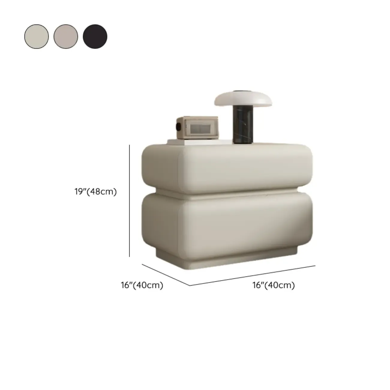 Modern Off-White Faux Leather 2-Drawer Nightstand