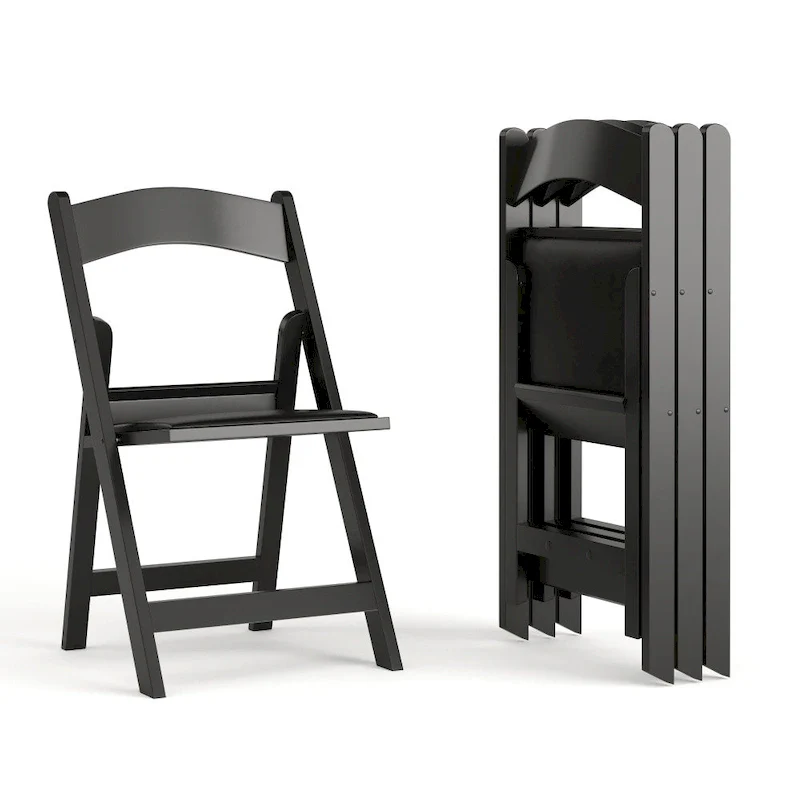 Lightweight Resin Folding Chairs with Vinyl Seats (Set of 4)