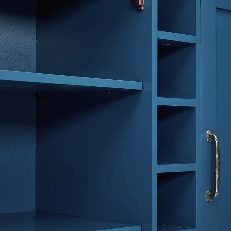 47 Marbling Countertop Buffet Bar Cabinet w/ Glass Holders