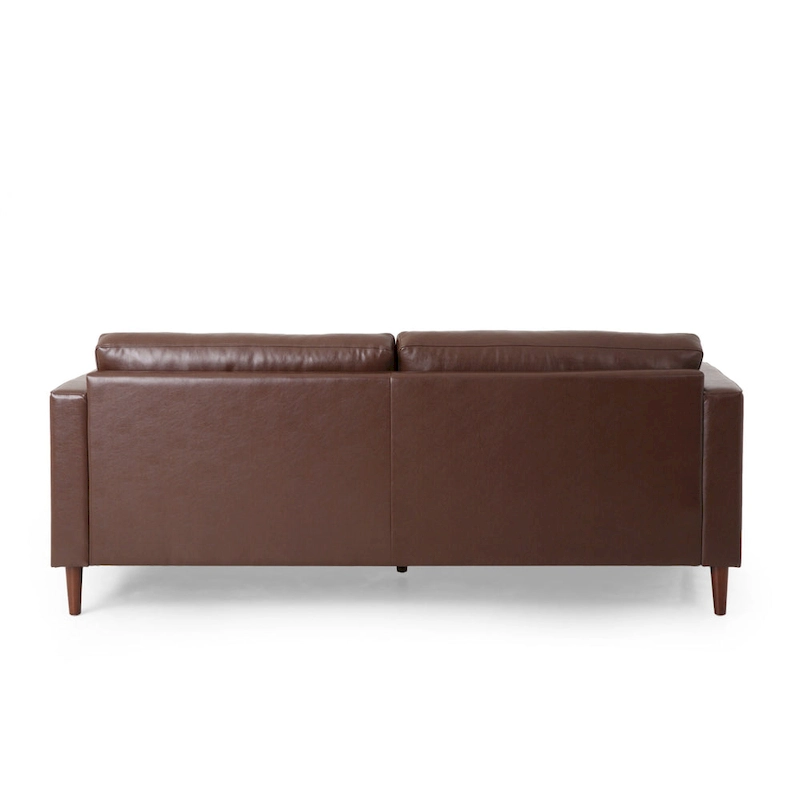 Modern 82.25 Faux Leather 3-Seater Sofa with Wood Legs