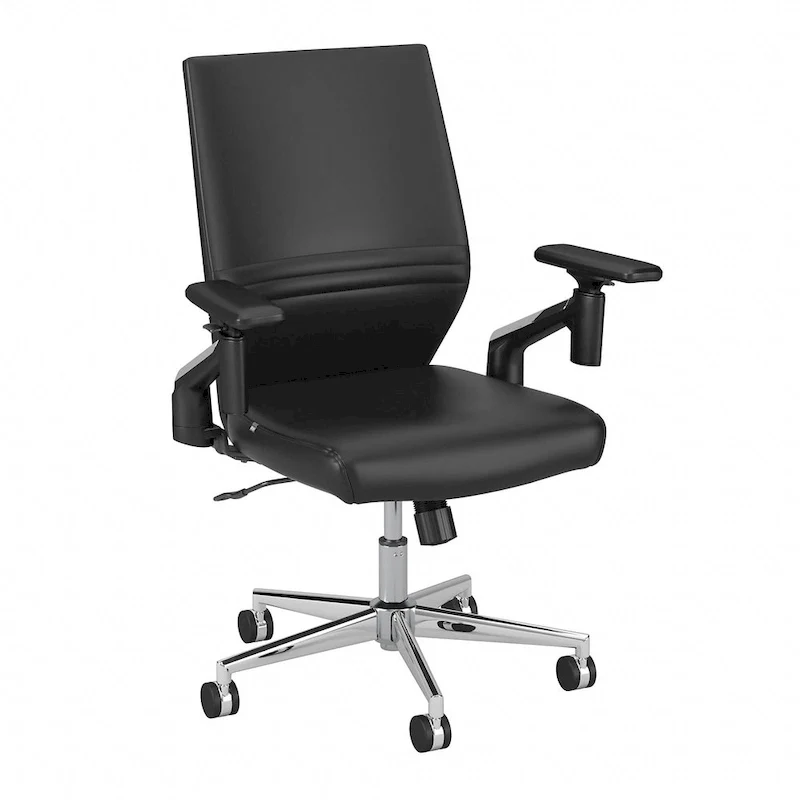 Mid Back Bonded Leather Office Chair with Adjustable Height and Armrests