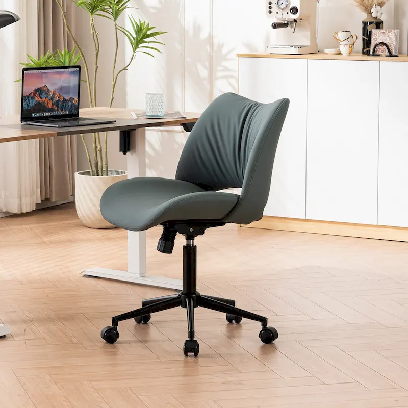 Swivel Armless Ergonomic Office Chair with Wheels