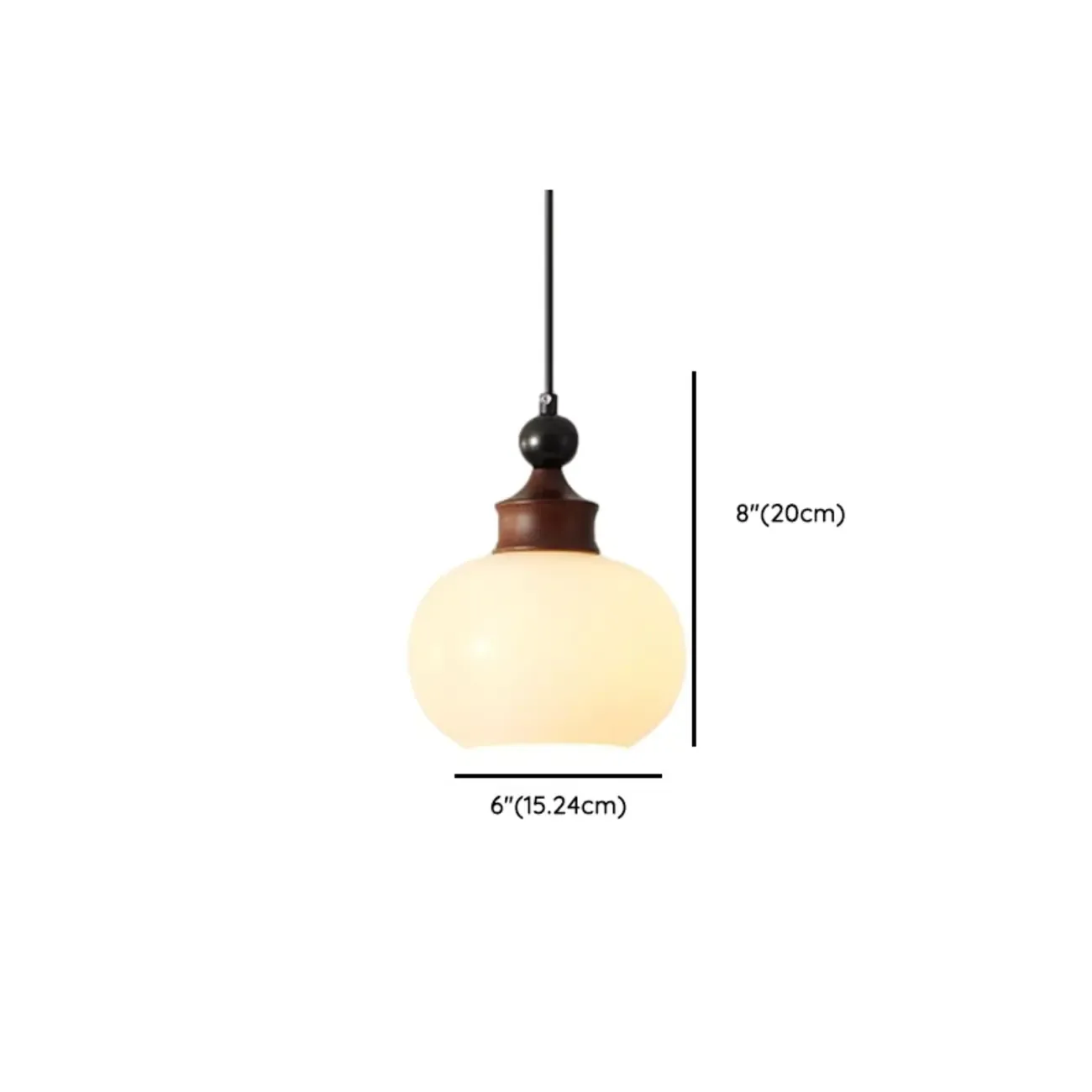 Dimmable Beige Wood Glass Globe Pendant Light