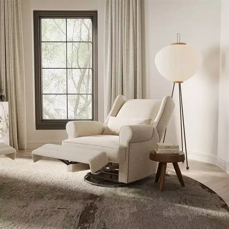 Beige / Brown / Light Gray Swivel Rocker Accent Chair, Seats 1