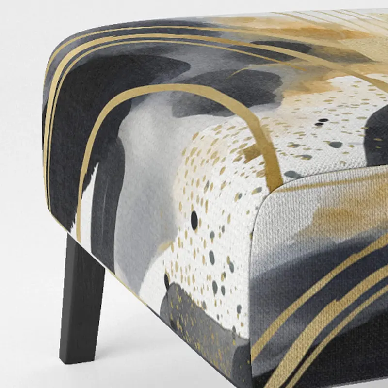 Designart  Pastel Abstract With Blue Black & Gold Spots III  Upholstered Fractals Accent Chair and Modern Arm Chair
