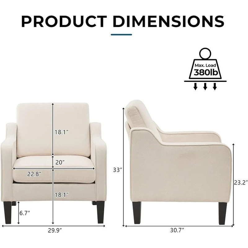 VINGLI Mid Century Modern Fabric Accent Chair