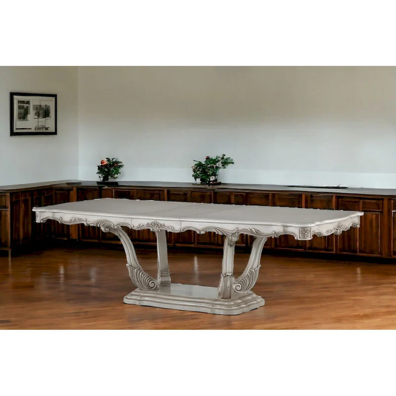44 Off White Solid Wood Pedestal Base Dining Table