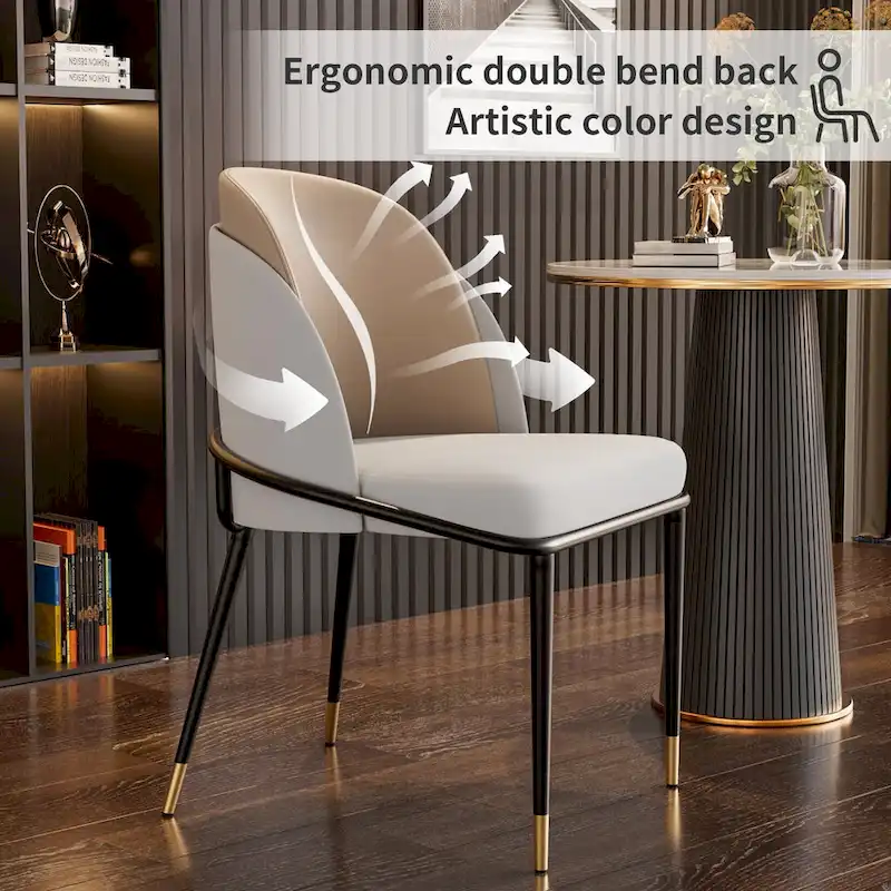 Set of 2 Microfiber Leather Upholstered Dining Chairs with Metal Legs - 20x21x32