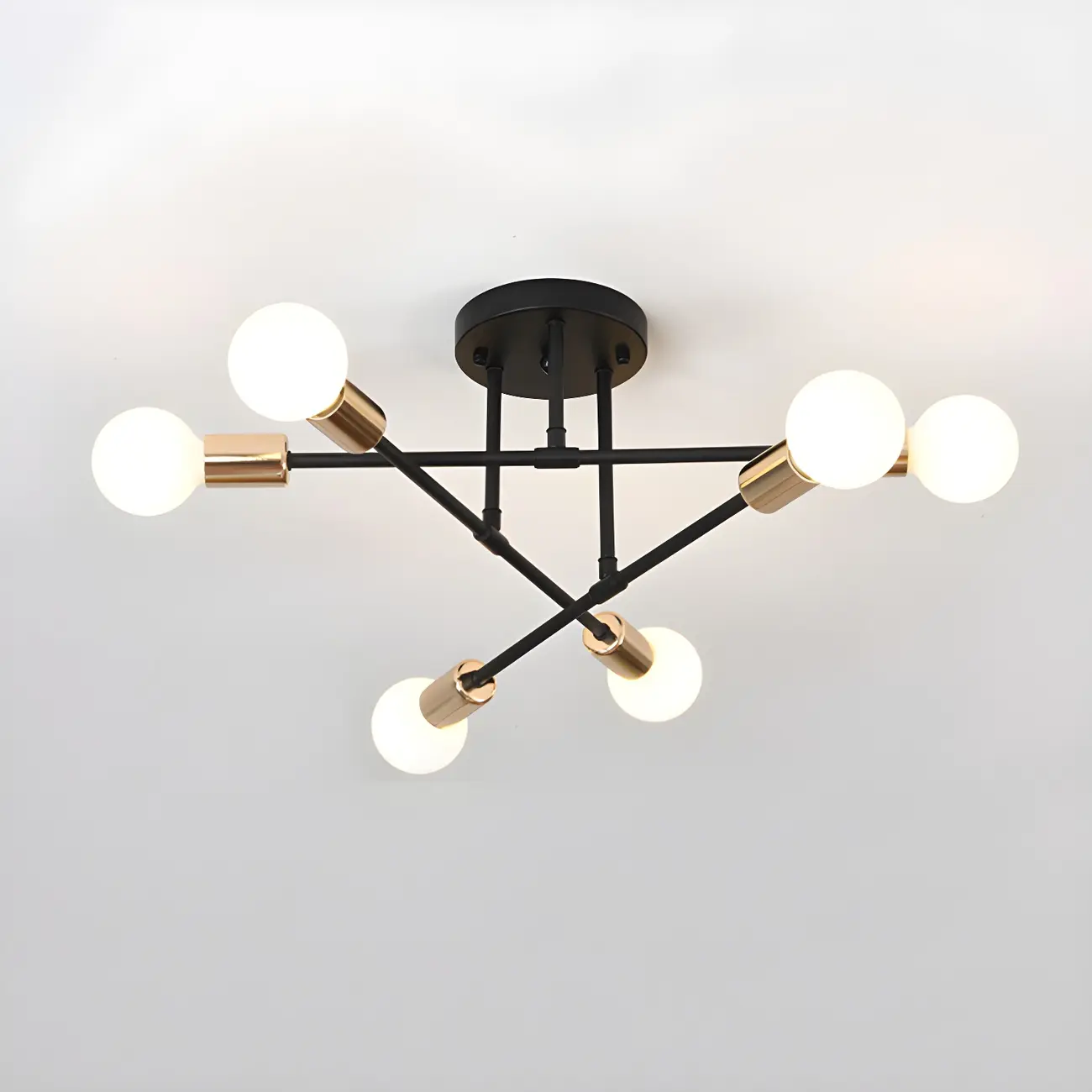 Industrial Linear Sputnik Semi Flush LED Ceiling Light
