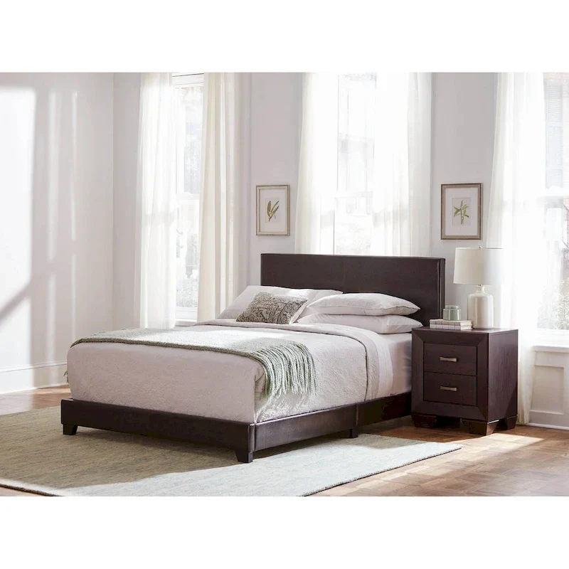 Warwick Brown and Dark Cocoa 4-piece Upholstered Bedroom Set