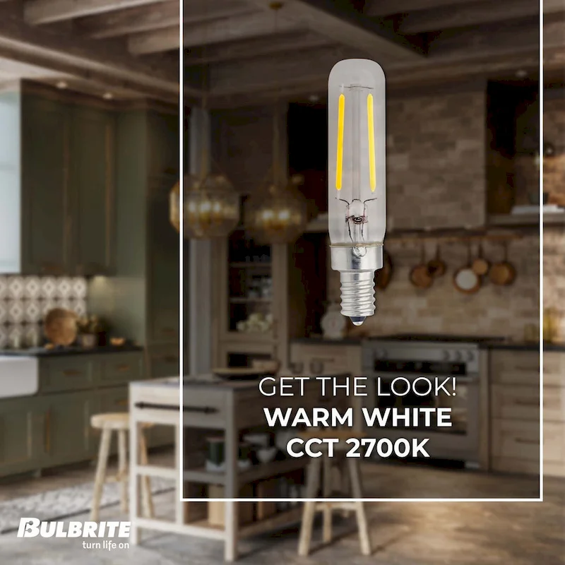 Bulbrite Pack of (4) 2.5 Watt Dimmable Clear Filament T6 Candelabra (E12) LED Bulb