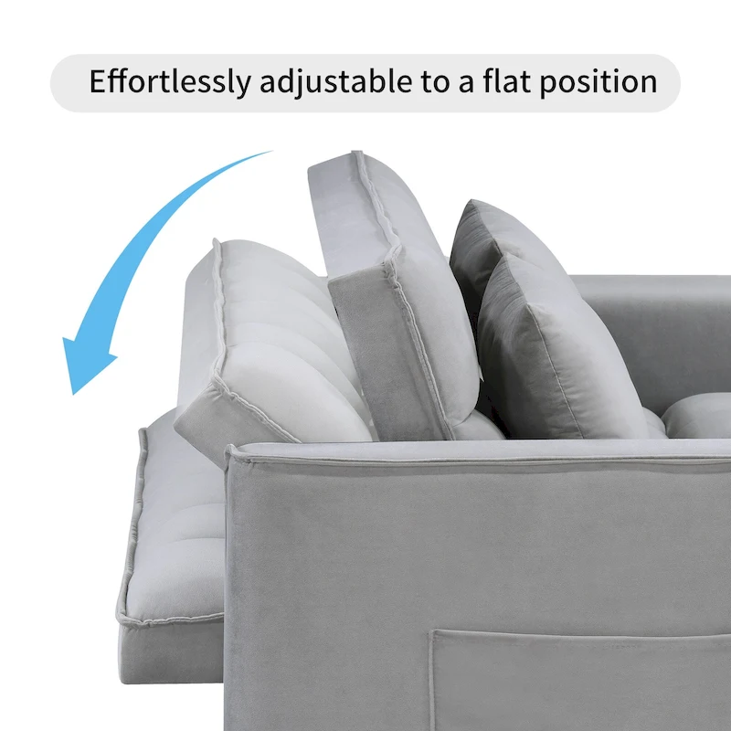 Classic 55 Width Pull Out Tufted Convertible Loveseat Sleeper Sofa Bed - 55W x 68L x 20H