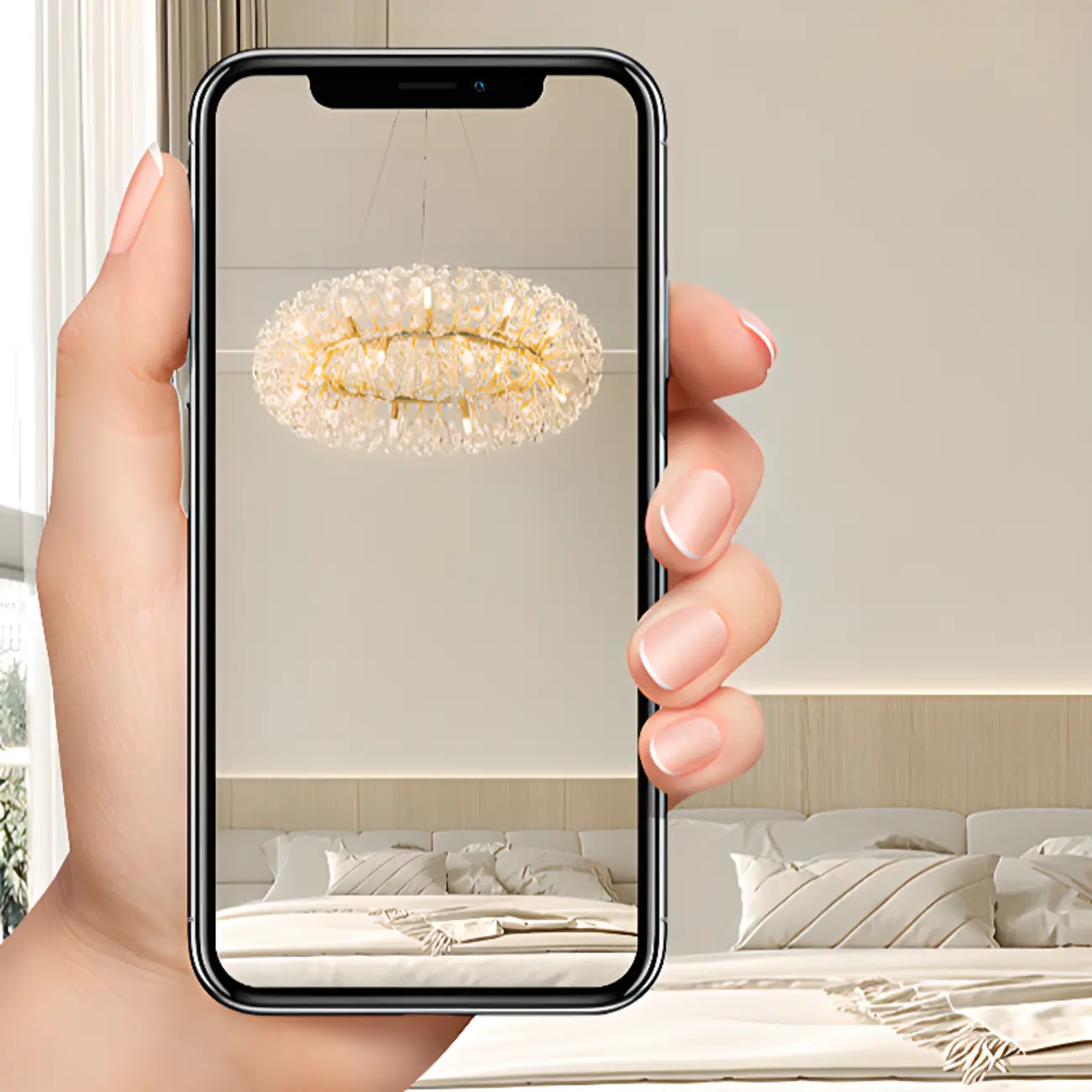 Luxury Crystal Round Chandelier with Geometric Design