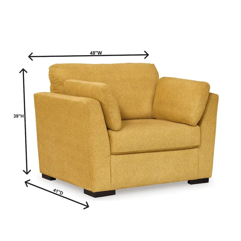 Roundhill Furniture Clareen 3-Piece Living Room Set, Sofa Loveseat and Cutler Chair