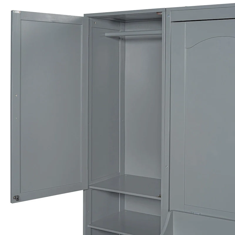 Murphy Bed (Wall Bed) — Featuring Wardrobe, Desk, Drawers, And Shelving