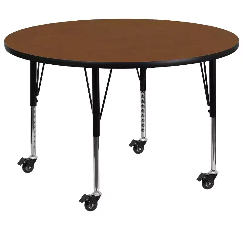 Flash Furniture Mobile 42'' Round HP Laminate Activity Table - Height Adjustable Short Legs
