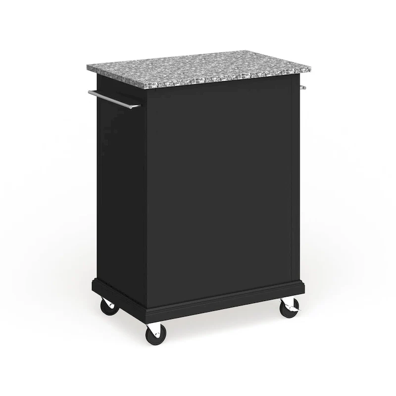 Compact Gray Granite Top Cart/ Island in Black Finish - 18d x 31w x 35.5h