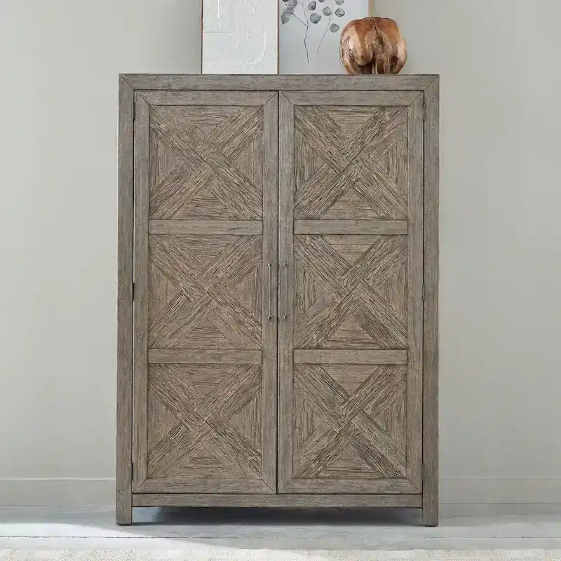 Skyview Lodge Cobblestone Oak Armoire for Bedroom Storage - Width 54 x Depth 20 x Height 75