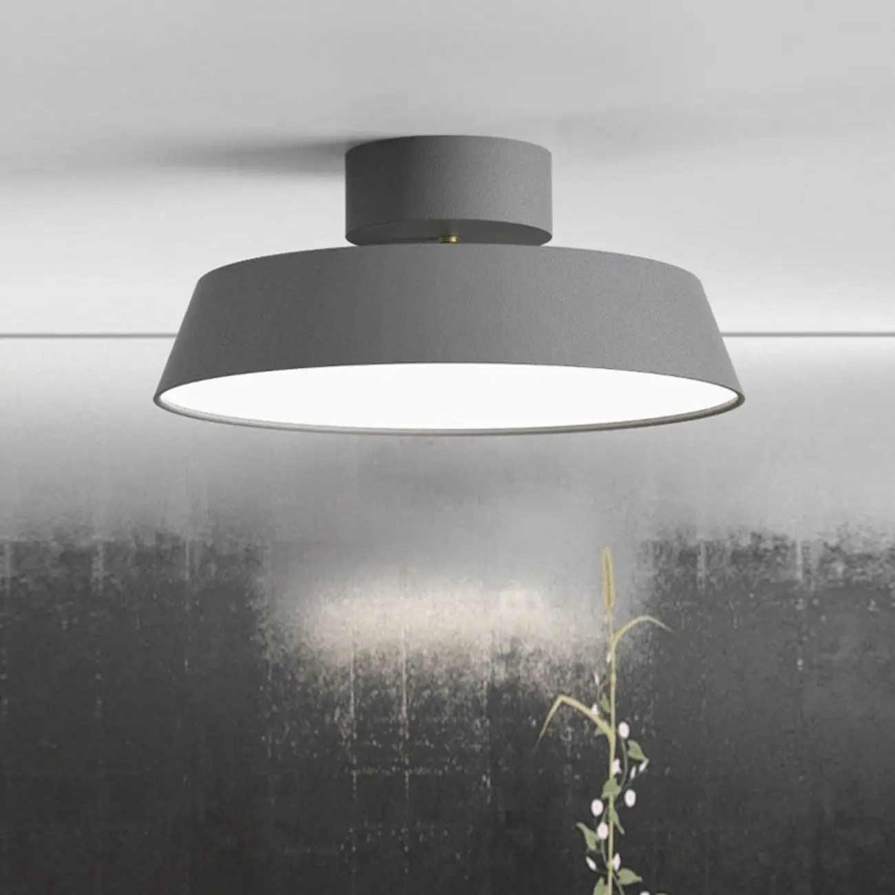 Modern Metal Drum Dimmable Semi Flush LED Ceiling Light