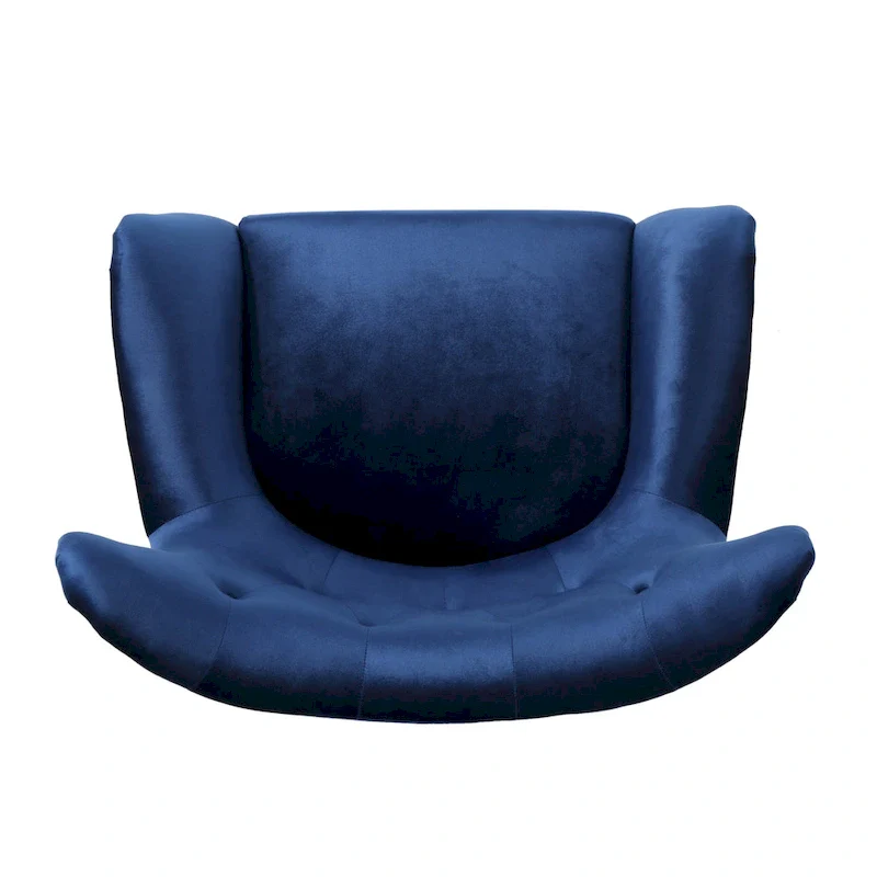Navy Blue 34.25  Velvet Wingback Arm Chair