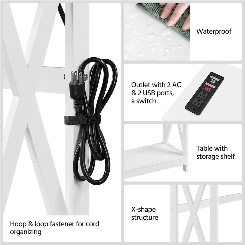 Yaheetech 2-Tier Narrow Sofa Table with Outlet Industrial Long Console Table