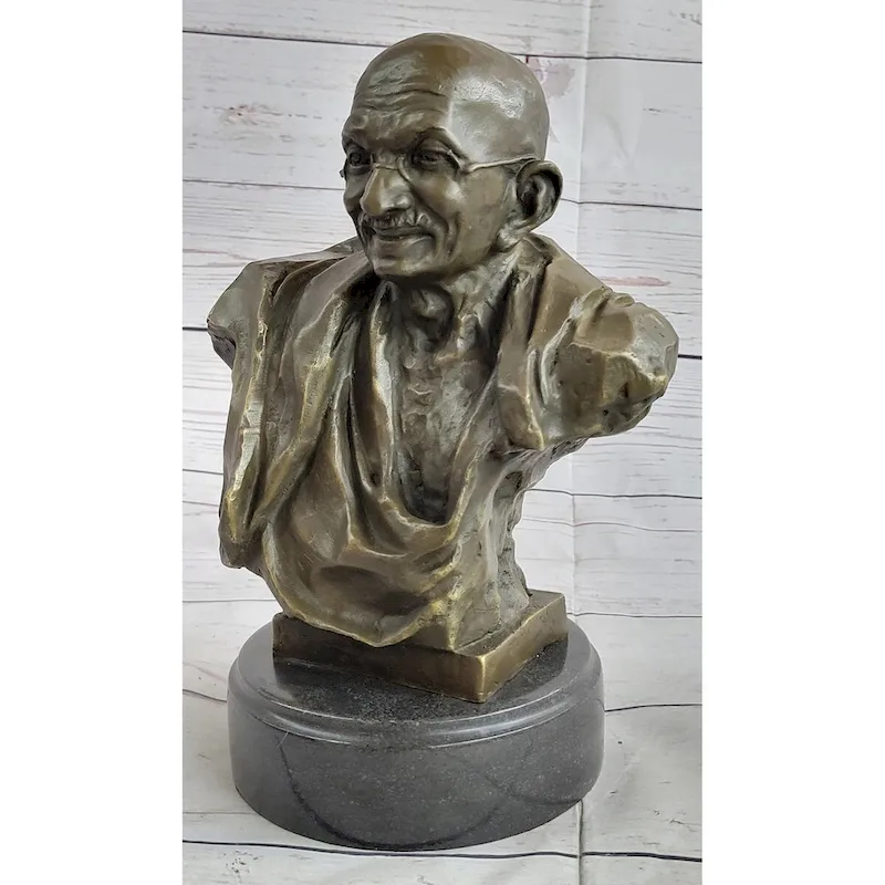 Mahatma Gandhi Indian India Bronze Bust Statue Sculpture Art 10 Inches X 7 Inches