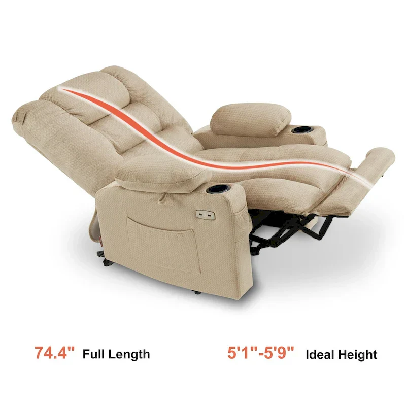 MCombo Electric Power Recliner Chair with Heat and Massage, Fabric 6079/PR670