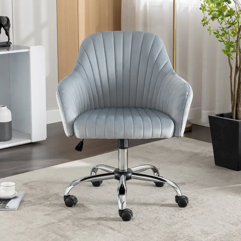 Accent chair Modern home office leisure chair with adjustable velvet height and adjustable casters