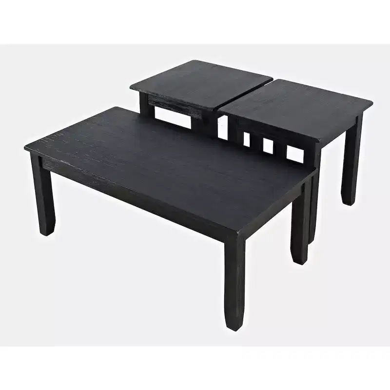 Contemporary 3-Piece Coffee Table Set – Brushed Black / Brushed Chestnut