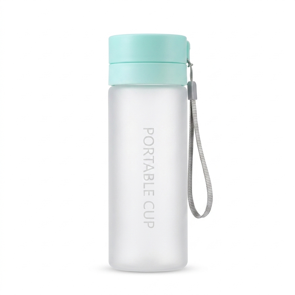 600ML Frosted Green Water Bottle with Tea Infuser and Carry Lanyard