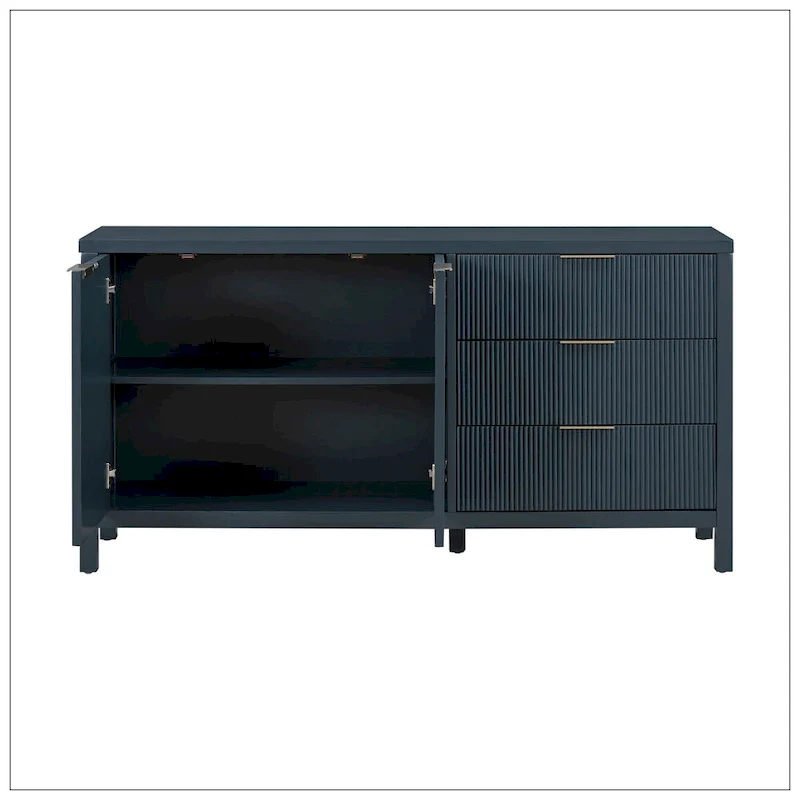 Minimalist Wave-Pattern Sideboard with Functional Storage