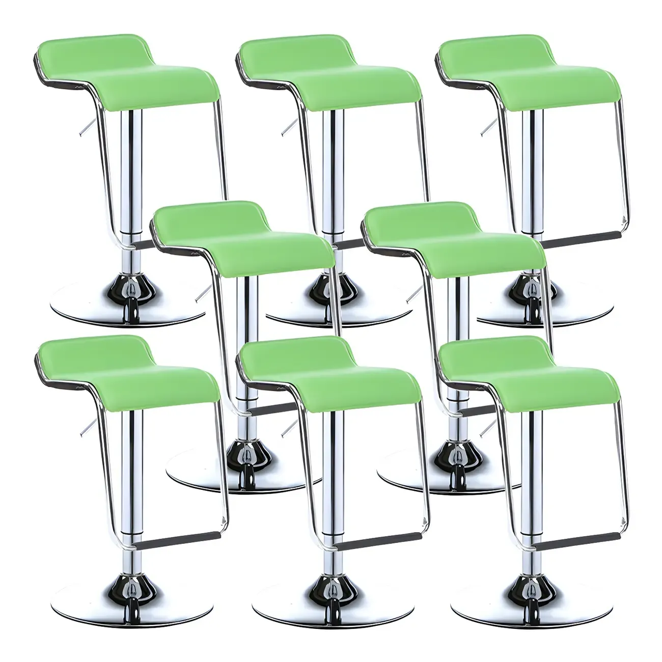 Modern Pedestal Swivel Bar Stool Adjustable Height Low Back Faux Leather