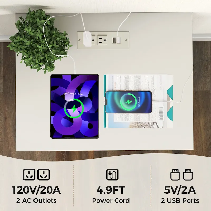 2 Drawers Nightstand with Charging Station (Set of 2)