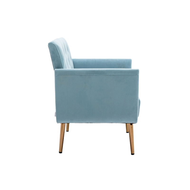 Velvet Upholstered Tufted Accent Chair With Golden feet