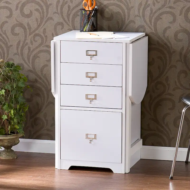 SEI Furniture London White Fold-out Organizer and Craft Desk